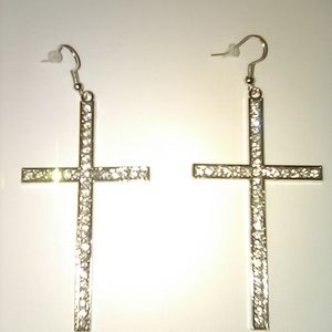 Rhinestone cross earrings